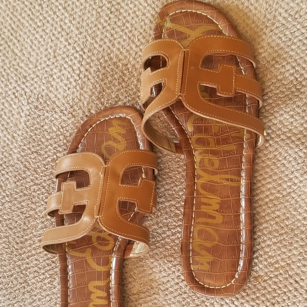 Sam Edelman slide sandals, saddle leather color